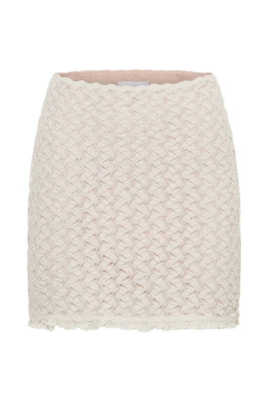 Morgan Mesh And Lace Mini Skirt - Ivory