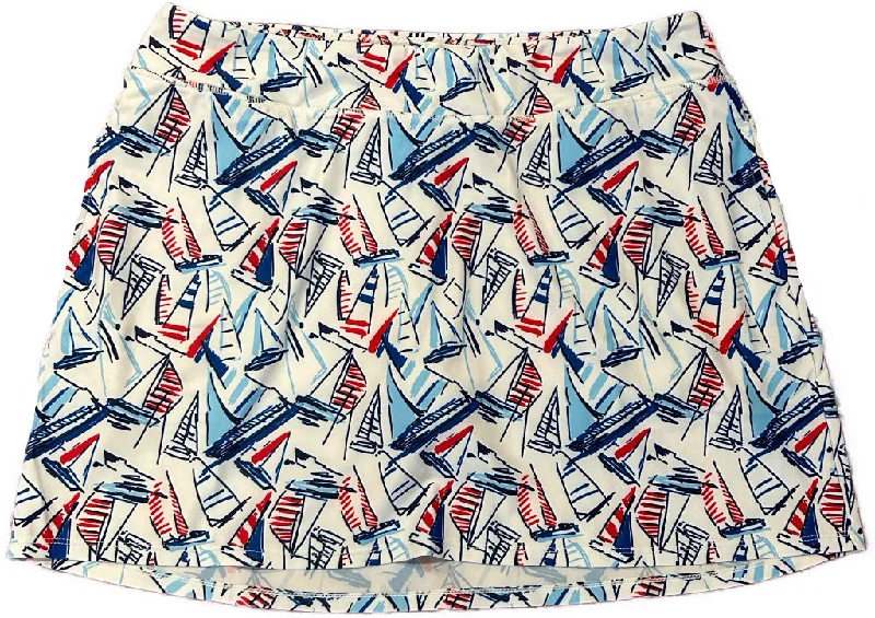 New Cabana Life White & Blue Nautical Sailboat Swim Women's Golf Skort Size L MSP$72