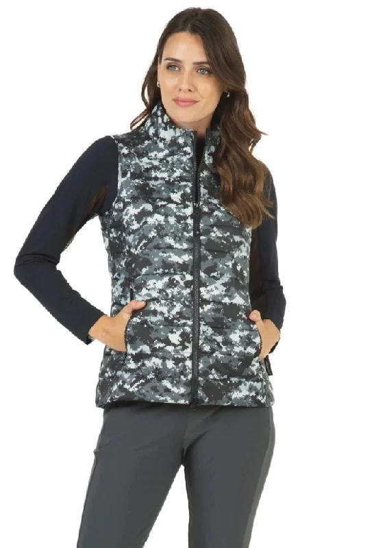 New Ibkul Women's Camo Print Quilted Vest Size S MSP$130