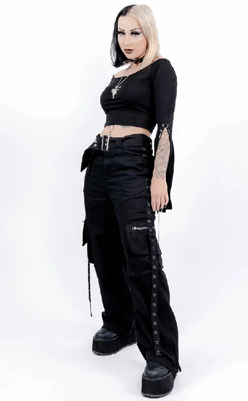 No Mercy Black Cargo Bondage Pants