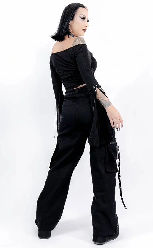 No Mercy Black Cargo Bondage Pants