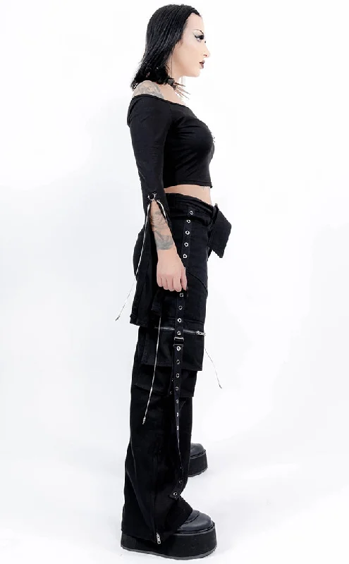 No Mercy Black Cargo Bondage Pants