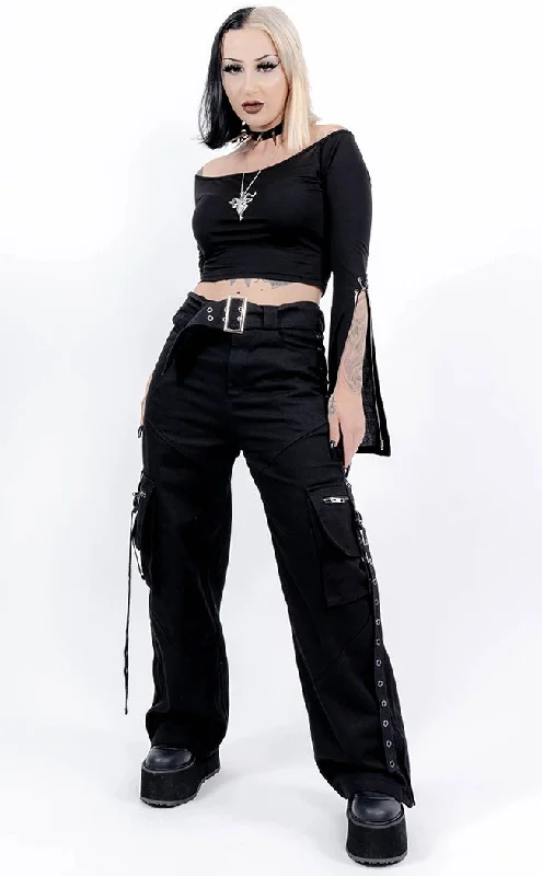 No Mercy Black Cargo Bondage Pants