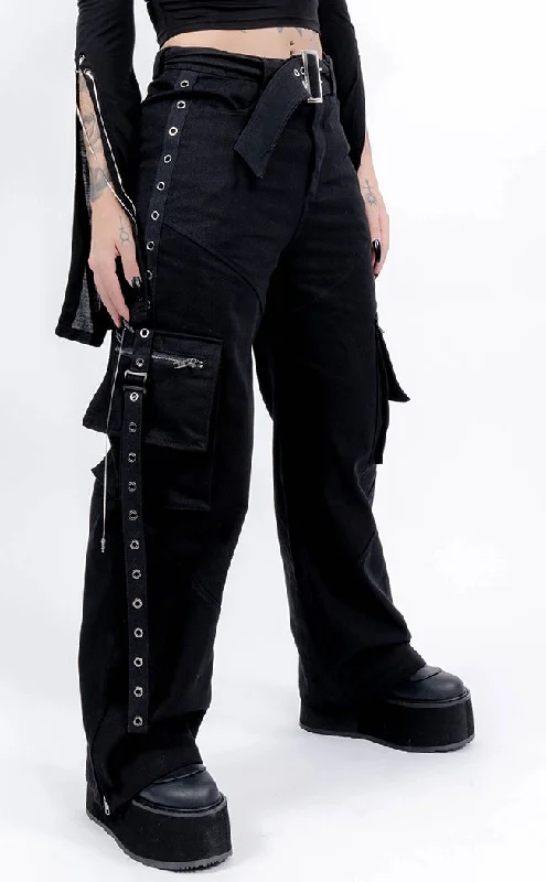 No Mercy Black Cargo Bondage Pants