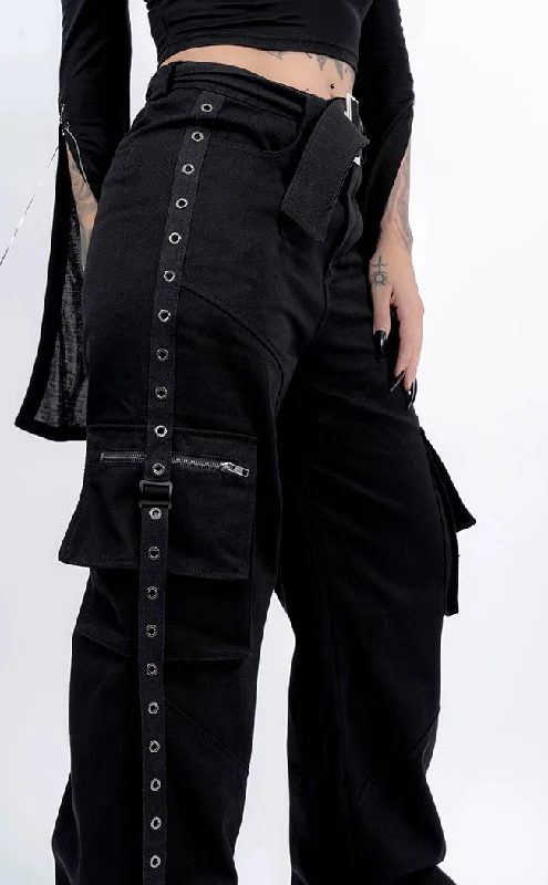 No Mercy Black Cargo Bondage Pants