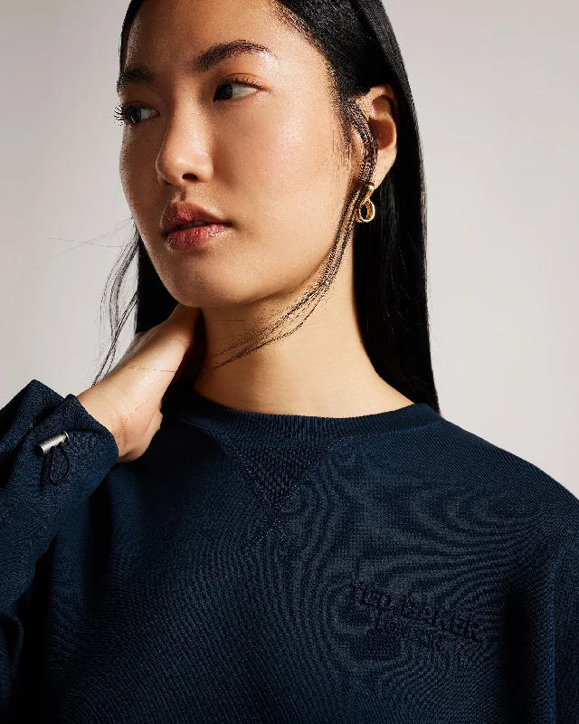 Orietta Sweatshirt With Pleat Detail Navy