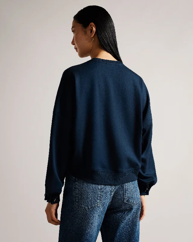 Orietta Sweatshirt With Pleat Detail Navy