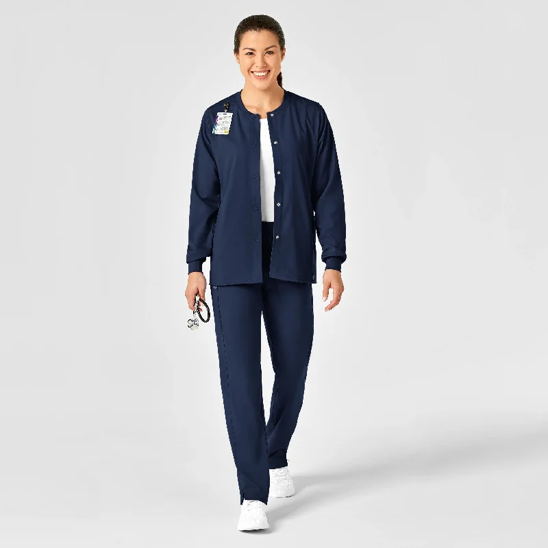 PRO Women's Snap Front Scrub Jacket - Navy