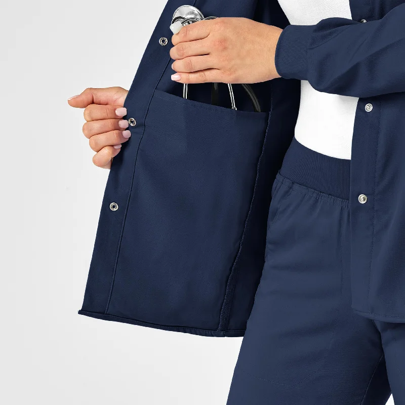 PRO Women's Snap Front Scrub Jacket - Navy