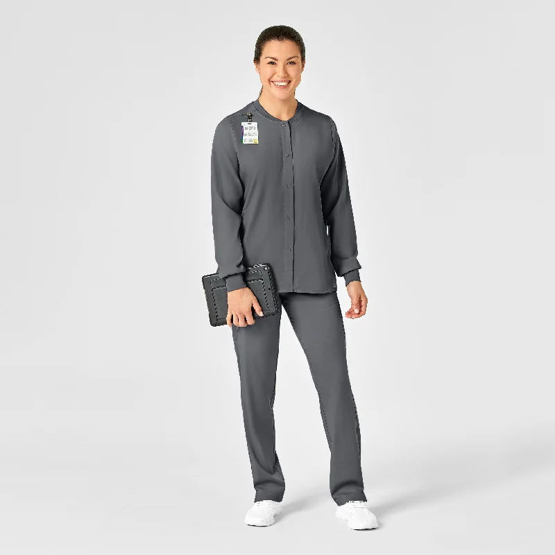 PRO Women's Snap Front Scrub Jacket - Pewter