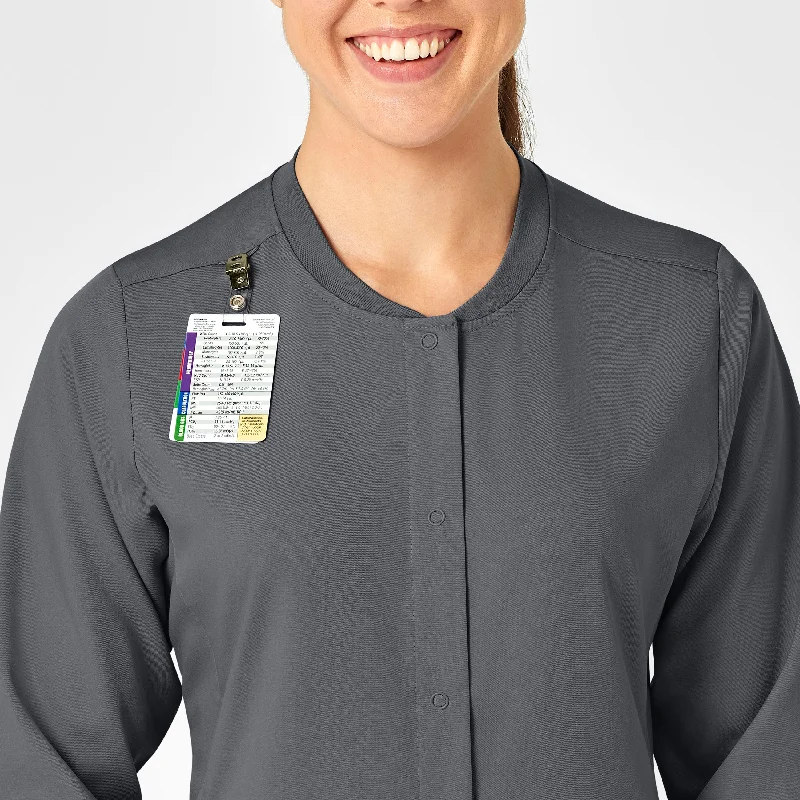 PRO Women's Snap Front Scrub Jacket - Pewter