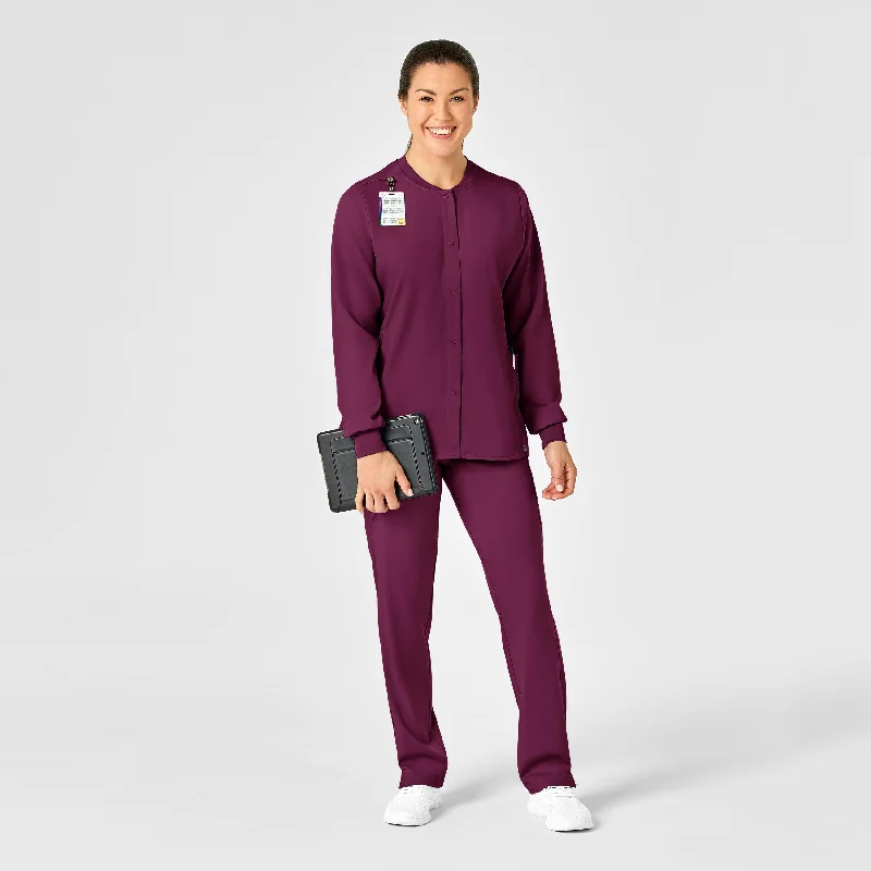 PRO Women's Snap Front Scrub Jacket - Wine