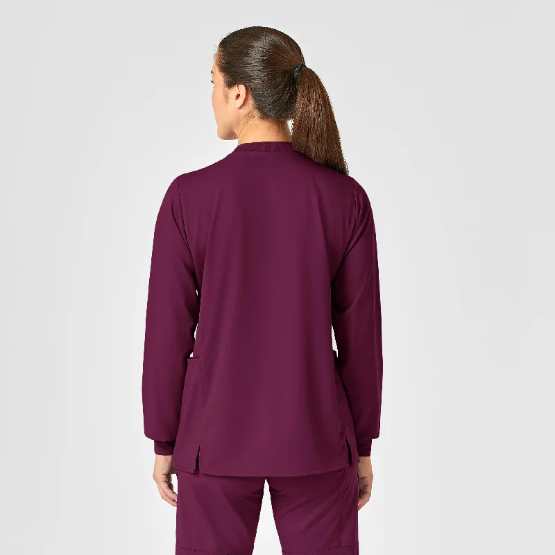 PRO Women's Snap Front Scrub Jacket - Wine