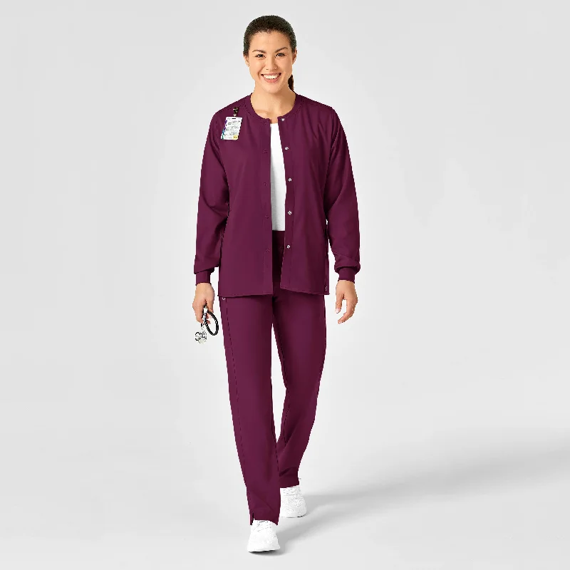 PRO Women's Snap Front Scrub Jacket - Wine