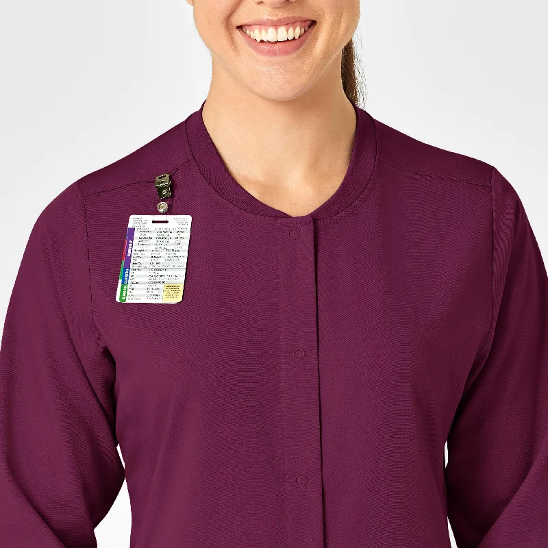 PRO Women's Snap Front Scrub Jacket - Wine