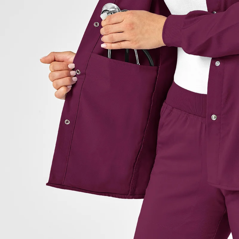 PRO Women's Snap Front Scrub Jacket - Wine