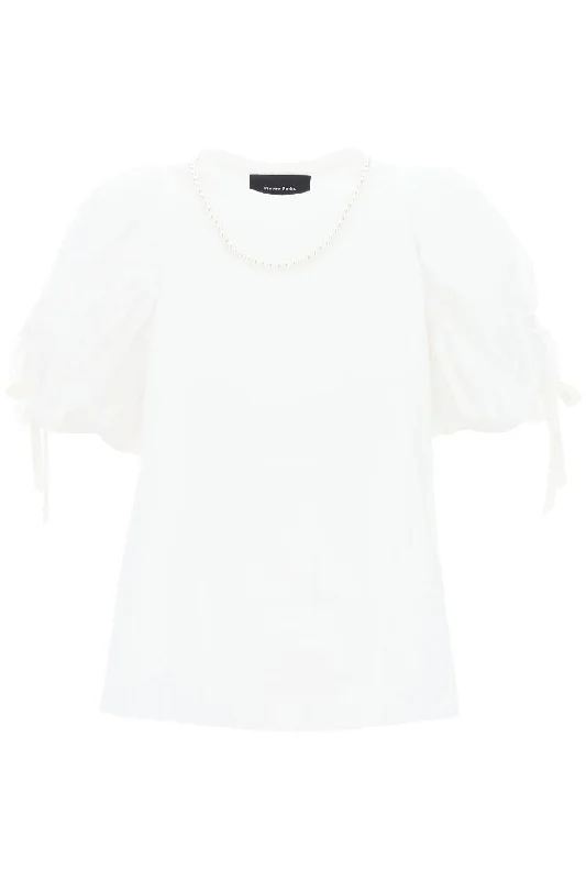 puff sleeves t-shirt 5220B 0553 WHITE PEARL