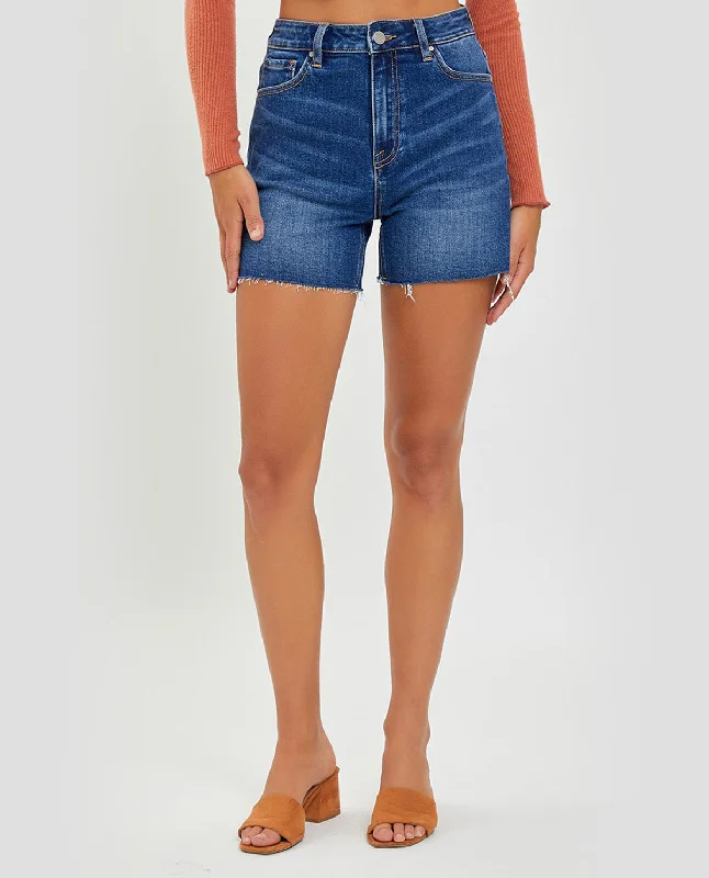 Risen High Rise Raw Cut Hem Side Slit Shorts