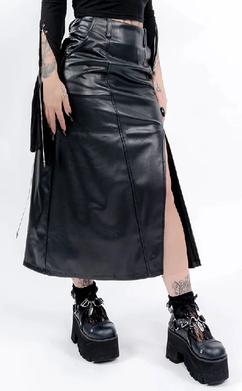 Sinstress Faux Leather Maxi Skirt