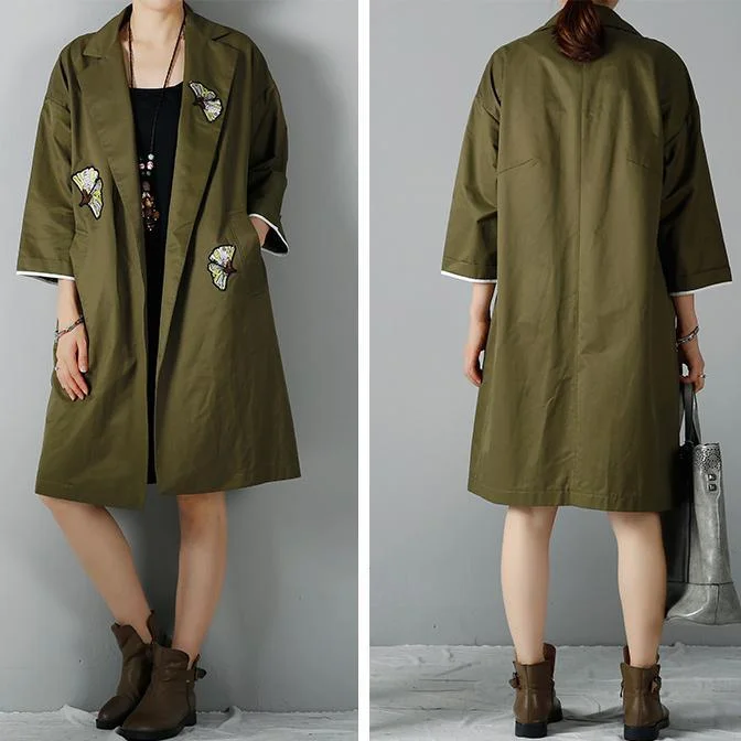 Tea green plus size coats long cardigans