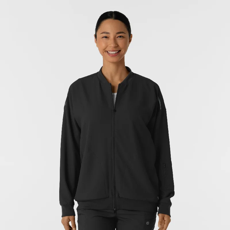 Women's Bomber Scrub Jacket - Black