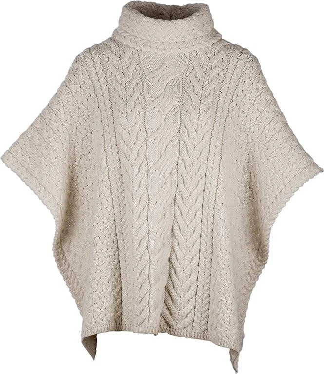 Women's Supersoft Merino Wool Cowl Neck Poncho by Aran Mills - 6 Colours