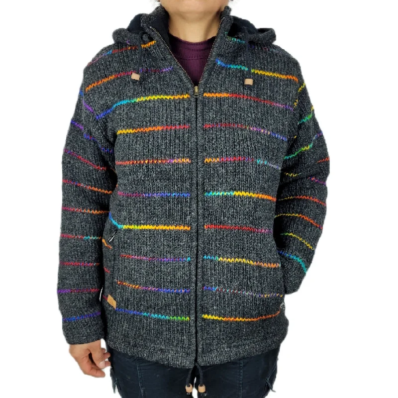 Jacket Dark Grey Rainbow Lines