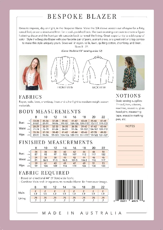 PDF Pattern - Bespoke Blazer | Sew To Grow