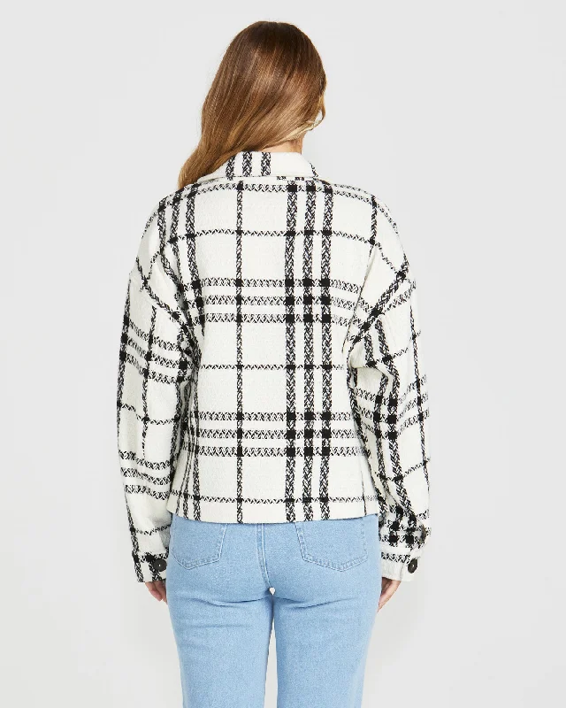 Shira Shacket - Cream Black Check